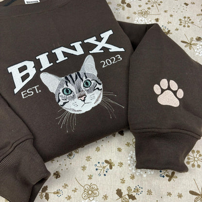 Custom Embroidery Cat Photo Sweatshirt