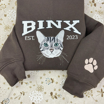 Custom Embroidery Cat Photo Sweatshirt