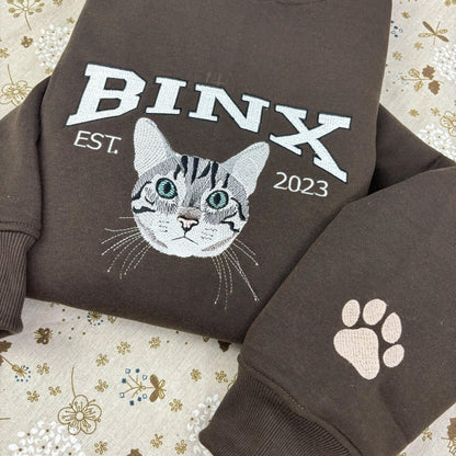 Custom Embroidery Cat Photo Sweatshirt