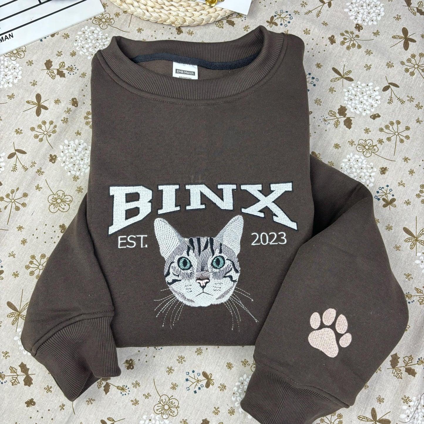 Custom Embroidery Cat Photo Sweatshirt