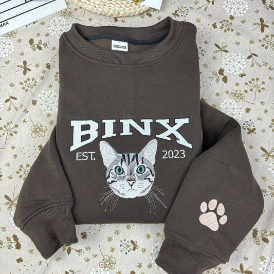 Custom Embroidery Cat Photo Sweatshirt