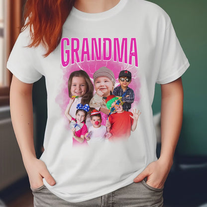 Custom Grandma Bootleg Rap With Grandkids Names on Sleeve Tees