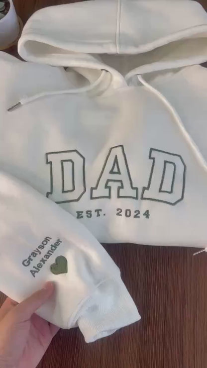 Personalized Dad Grandpa Embroidered Sweatshirt With Kids Names On Sleeve