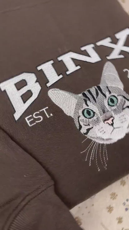 Custom Embroidery Cat Photo Sweatshirt