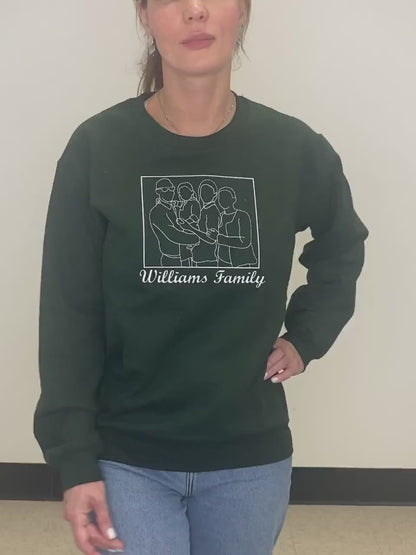 Custom Family Portrait Sweatshirt, Embroidered Image Hoodie