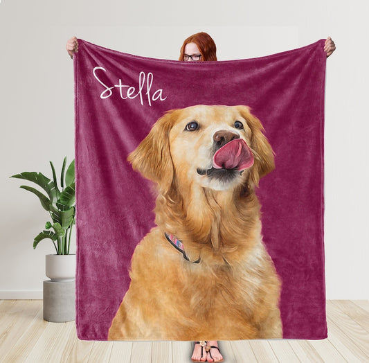 Personalized Pet Photo Blanket, for Pet Lover Gifts