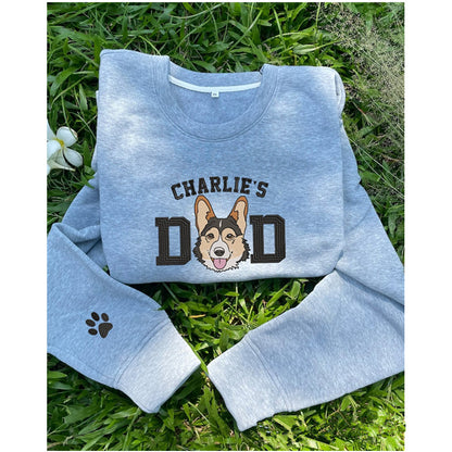 Personalized Embroidered Dog Dad Sweatshirt From Photo- Custom Dog Portrait Embroidered Hoodie