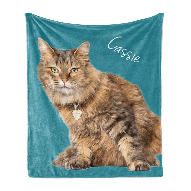 Personalized Pet Photo Blanket, for Pet Lover Gifts