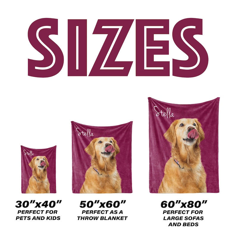 Personalized Pet Photo Blanket, for Pet Lover Gifts