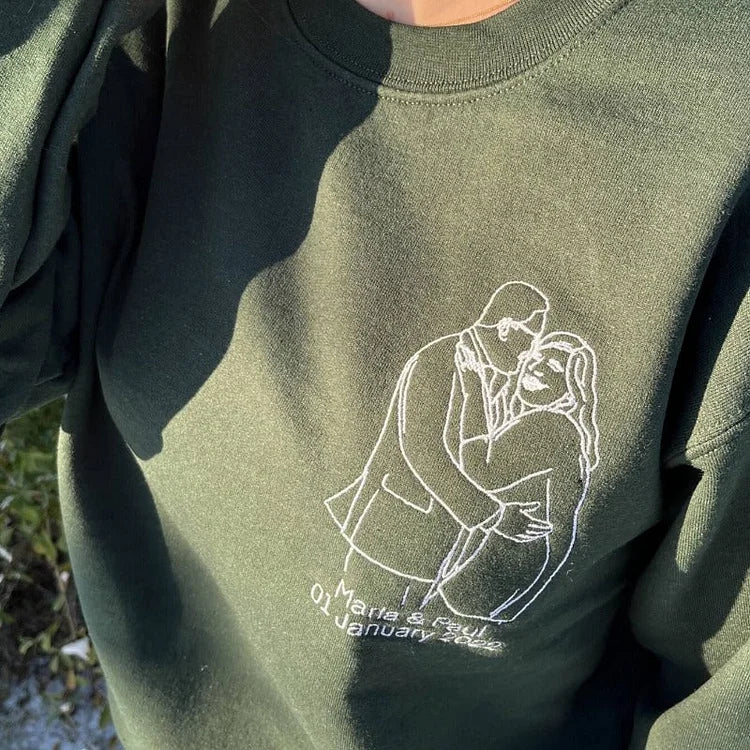 Personalized Embroidered Outline Photo Sweatshirt