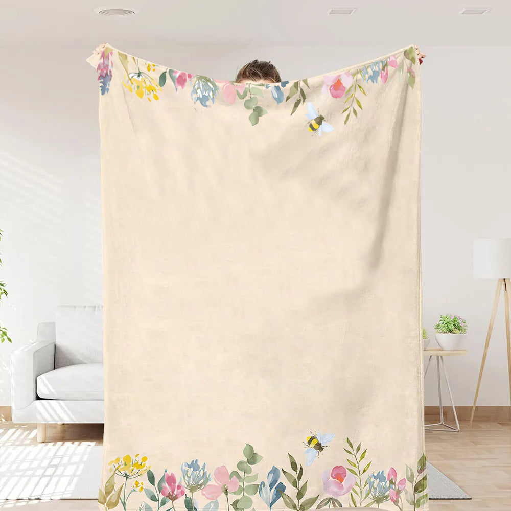 First Mom Now Grandma - Birth Flower Family Customized Blanket