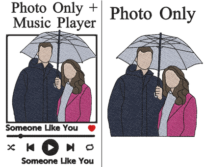 Custom Embroidered Sweatshirt Portrait Music Player Couple Family Gift