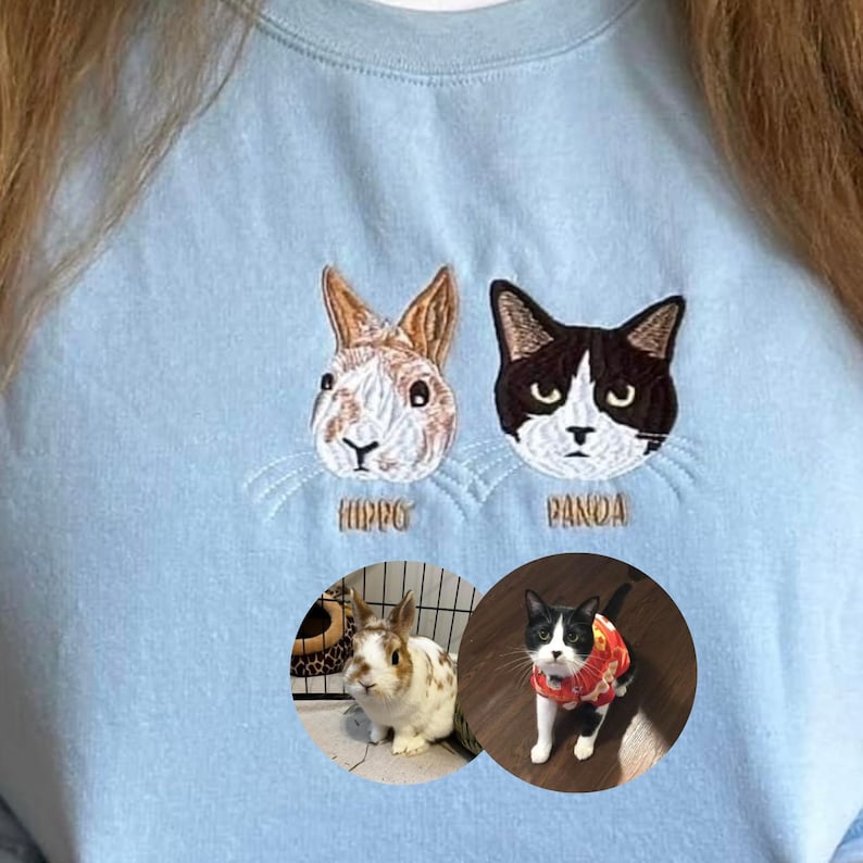 Custom Embroidered Pet Sweatshirt, Personalized with Your Pet’s Photo Embroidery Hoodie