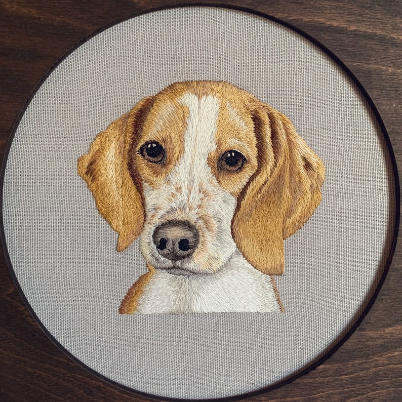 Custom Pet Portrait Embroidery Hoop, Wall Hanging Decor