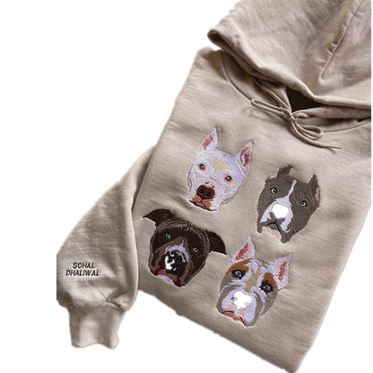 Customize Text & Image Dog Cat Pet Portrait Embroidery Sweatshirt Hoodie