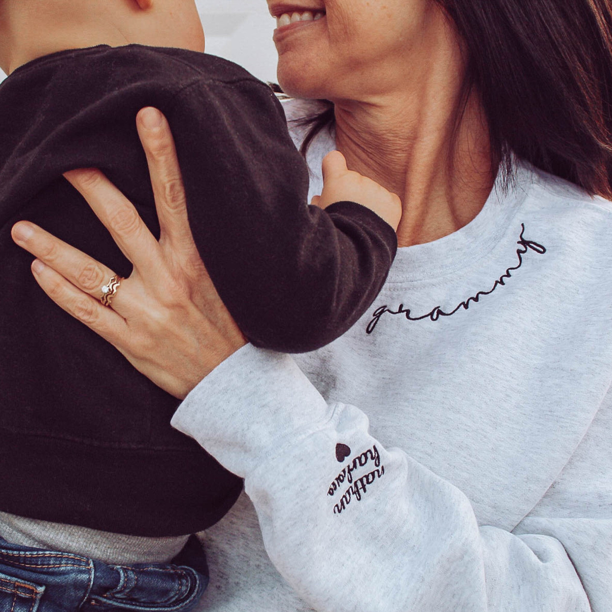 Custom Mama Embroidered Sweatshirt with Kids Names sleeve Personalized Mother's Day Gift