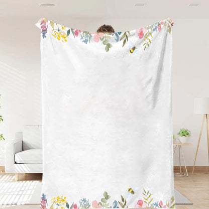 First Mom Now Grandma - Birth Flower Family Customized Blanket