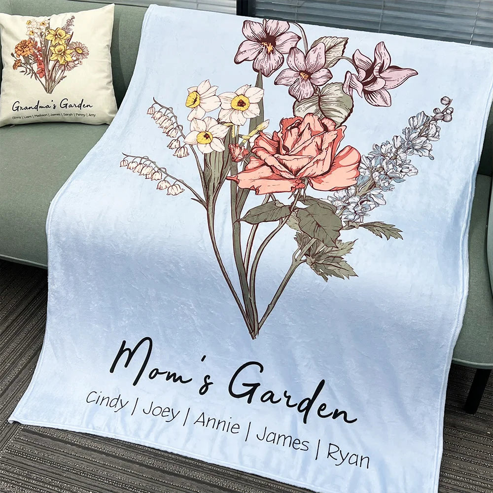 Mom's Garden is Her Children Customized Winter Blanket