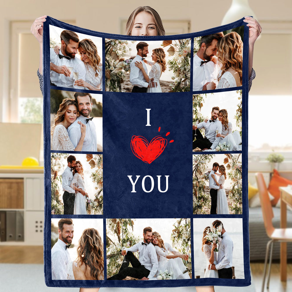 Custom Blanket with 10 Photos Personalised Picture Throw Blanket