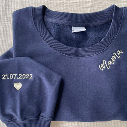 Custom Mama Embroidered Sweatshirt with Kids Names sleeve Personalized Mother's Day Gift