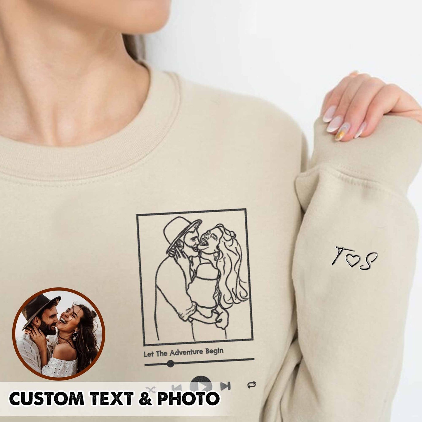 Plus Velvet Style-Custom Photo Sweatshirt Couple Hoodie Perfect Gift For Him