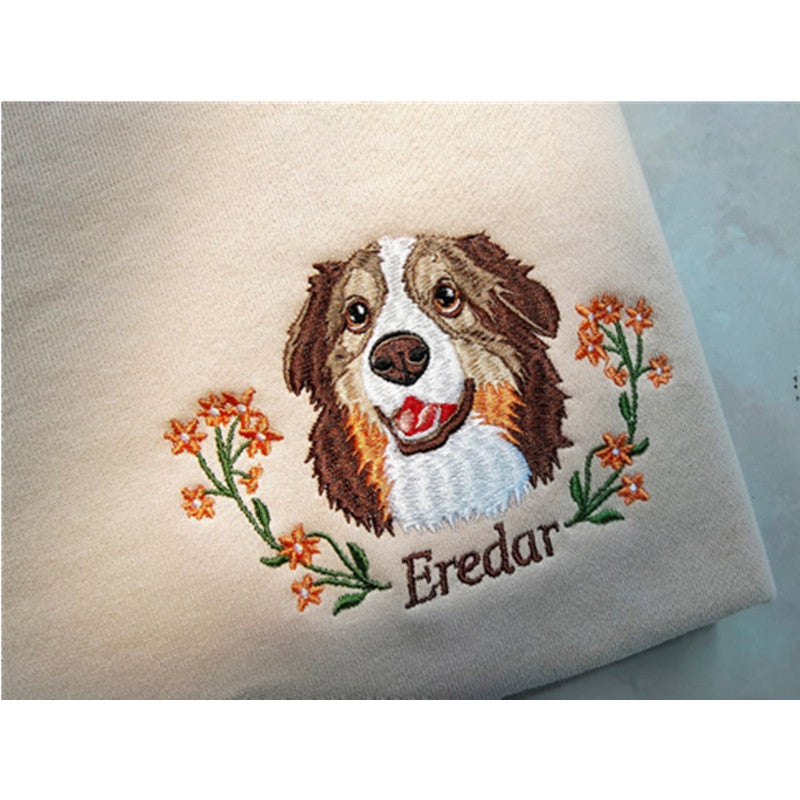 Personalized Pet Portrait Embroidery Sweatshirt Hoodie T-shirt