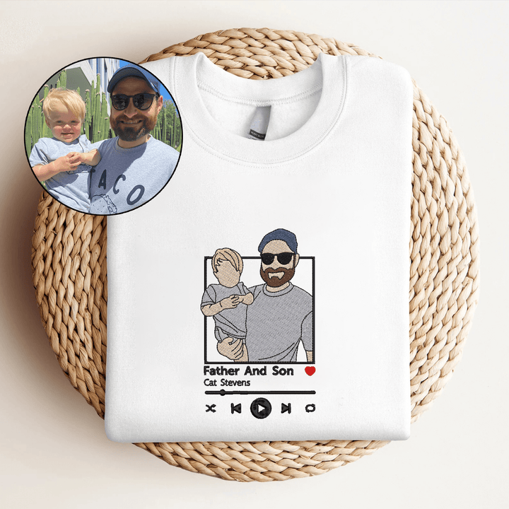 Custom Embroidered Sweatshirt Portrait Music Player Couple Family Gift