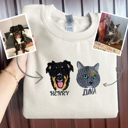 Custom Embroidered Pet Sweatshirt, Personalized with Your Pet’s Photo Embroidery Hoodie