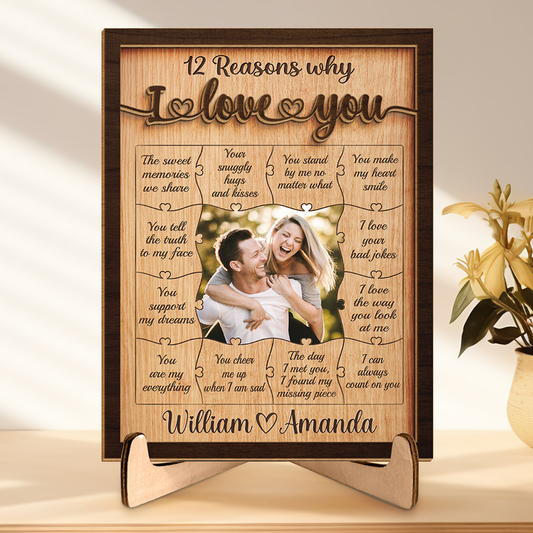 Custom Photo All I Can Think Of Is You - Couple Personalized Custom 2-Layered Wooden Plaque With Stand - House Warming Gift For Husband Wife, Anniversary