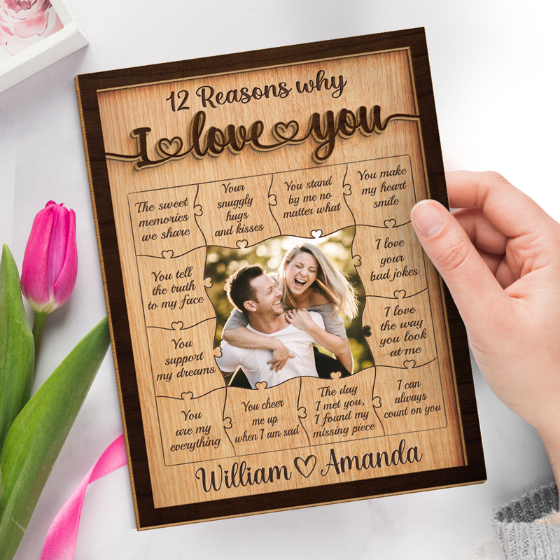 Custom Photo All I Can Think Of Is You - Couple Personalized Custom 2-Layered Wooden Plaque With Stand - House Warming Gift For Husband Wife, Anniversary