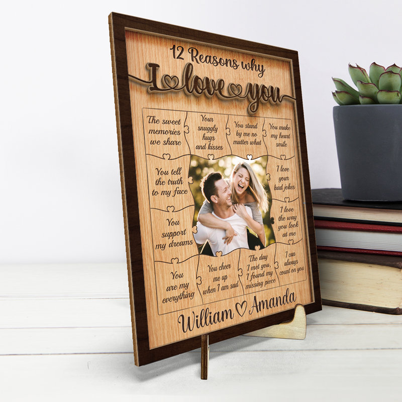 Custom Photo All I Can Think Of Is You - Couple Personalized Custom 2-Layered Wooden Plaque With Stand - House Warming Gift For Husband Wife, Anniversary