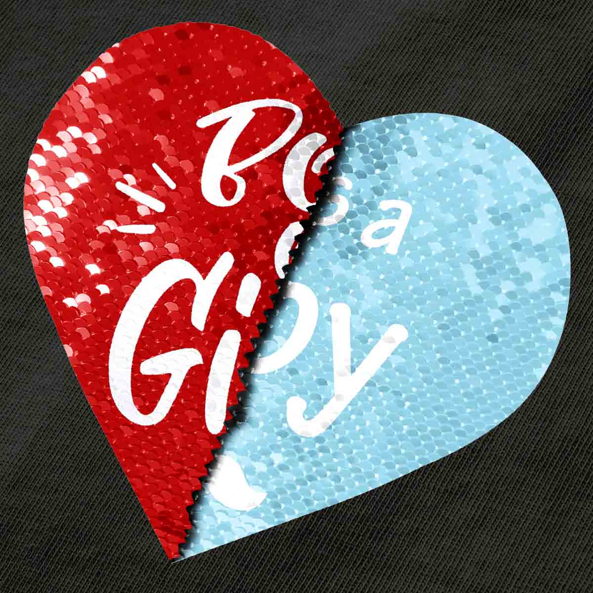 Boy or Girl - Gender Reveal Party Flip Sequin Shirt (Heart)