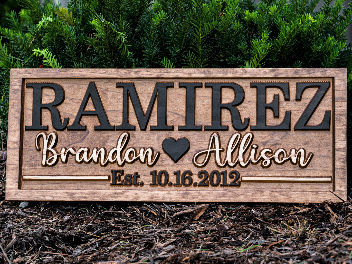 Couples Heart-Personalized 3D wood name sign