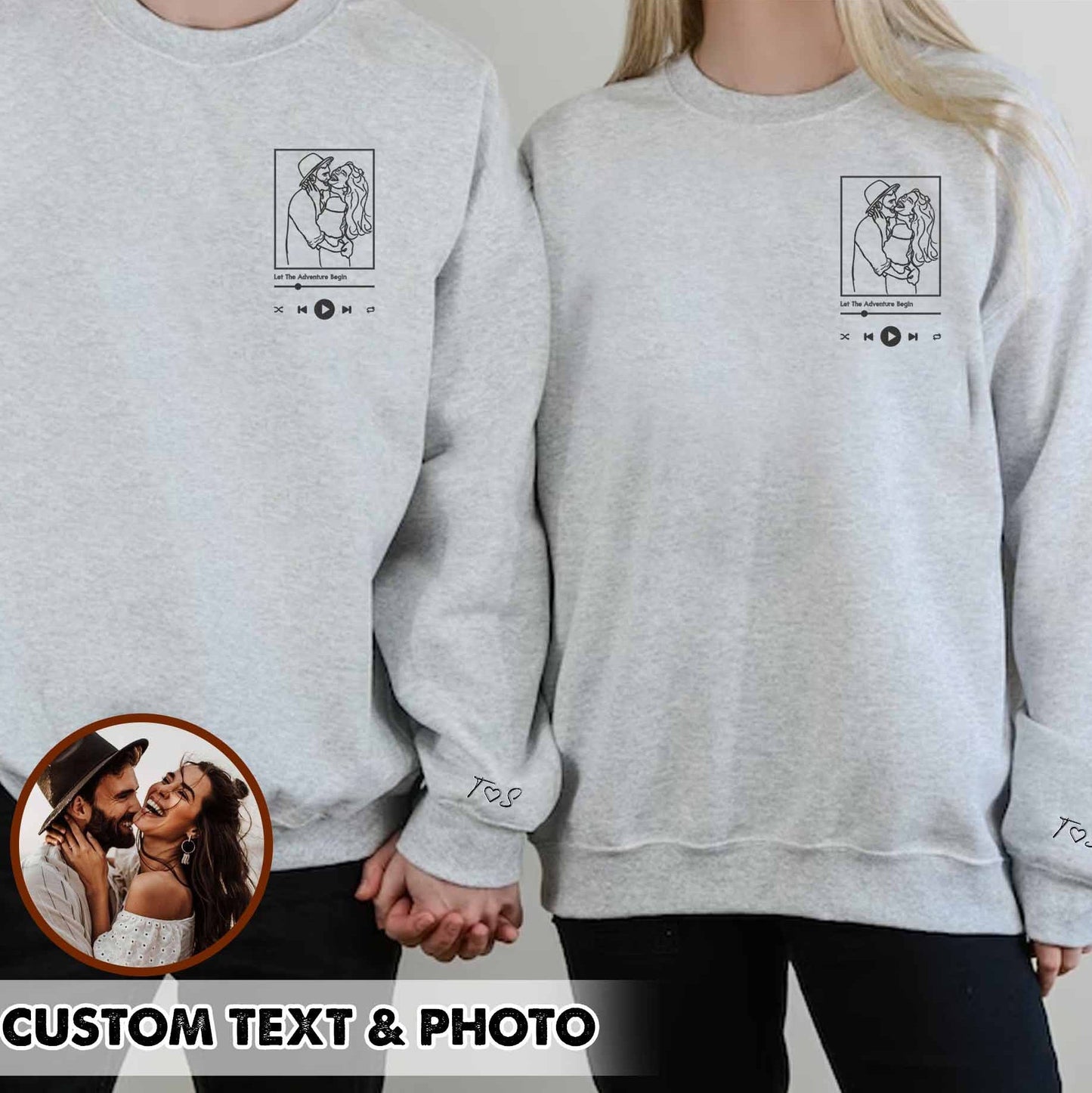 Plus Velvet Style-Custom Photo Sweatshirt Couple Hoodie Perfect Gift For Him