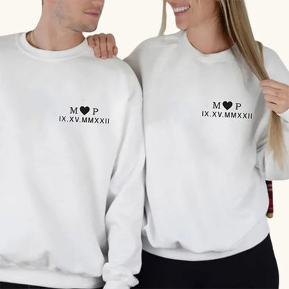 Custom Embroidered Roman Numeral Sweatshirt, Anniversary Date Sweatshirt