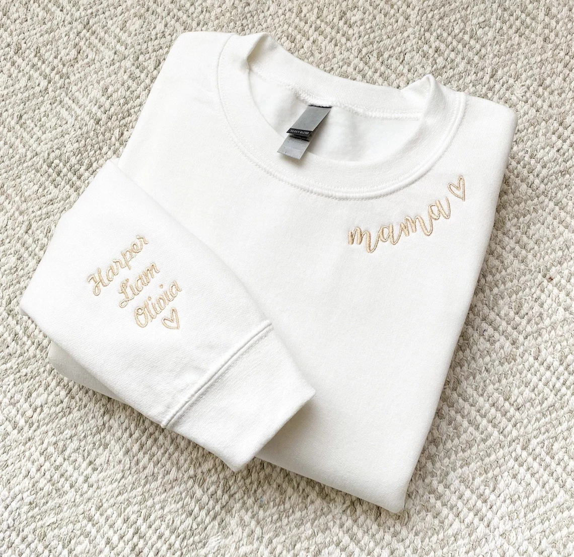 Custom Mama Embroidered Sweatshirt with Kids Names sleeve Personalized Mother's Day Gift