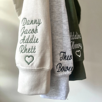 Custom Mama Embroidered Sweatshirt with Kids Names sleeve Personalized Mother's Day Gift