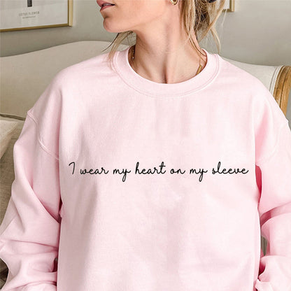 I Wear My Heart On My Sleeve Crewneck or Hoodie, Custom Mama Sweatshirt with Children Name on Sleeve, Mothers Day, Gift for Mom, New Mommy