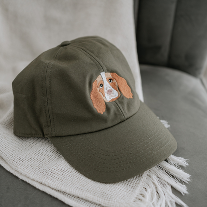 Embroidered Pet Portrait Organic Cotton Baseball Cap