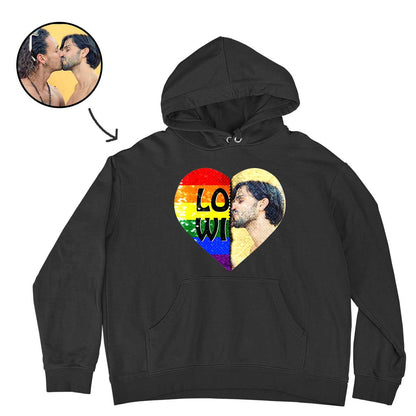 Custom Love Wins Flip Sequin Hoodie (Double Print)