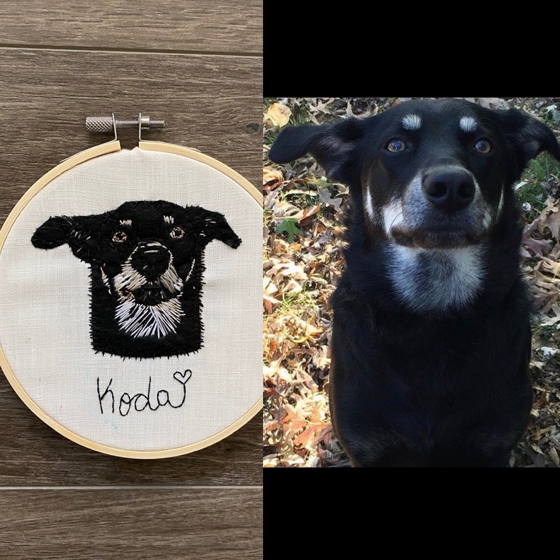 Custom Pet Portrait Embroidery Hoop, Wall Hanging Decor