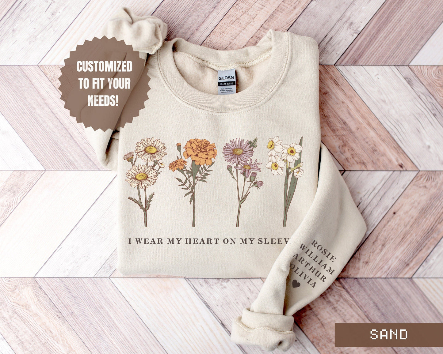 Custom Birth Month Sweatshirt Birth Flower Print Sweater, Personalized Mom Grandma Gift