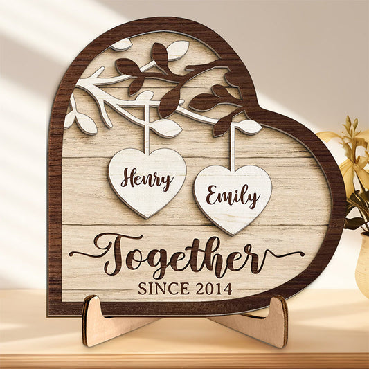 God Gave Me You - Couple Personalized Custom 2-Layered Wooden Plaque With Stand - House Warming Gift For Husband Wife, Anniversary